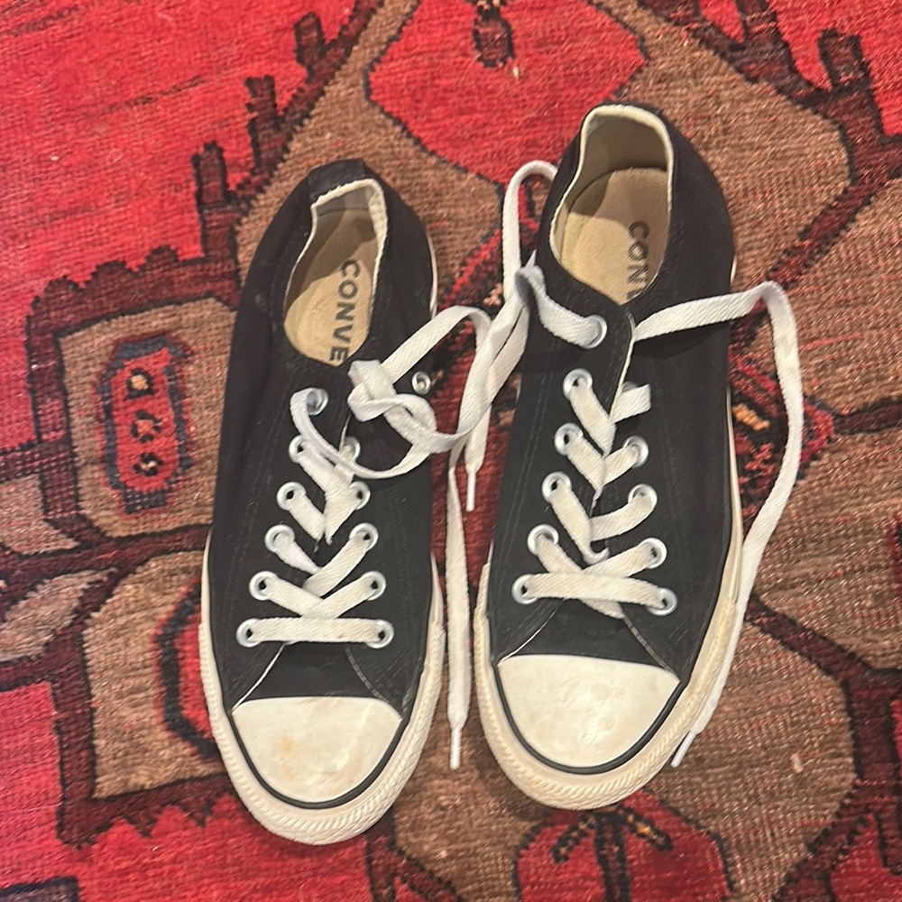 Converse Black Low Top Canvas Sneakers with White Laces